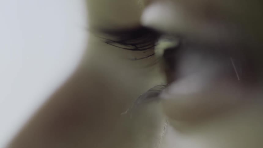 A close up view of a womans eye