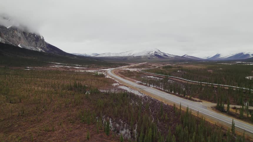 Aerial shot of a rural road