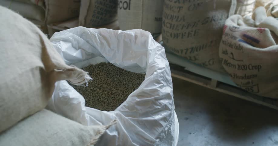 Coffee grounds in bag