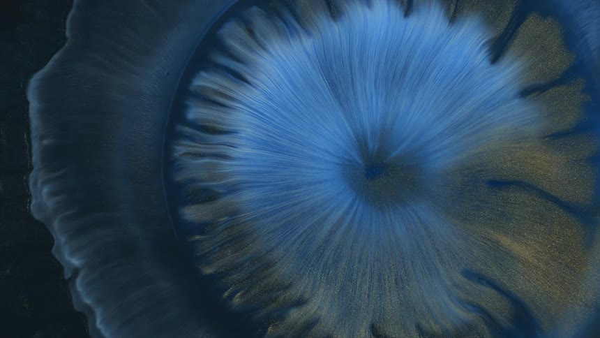 The colors bloom in a flower type form in gold and blue