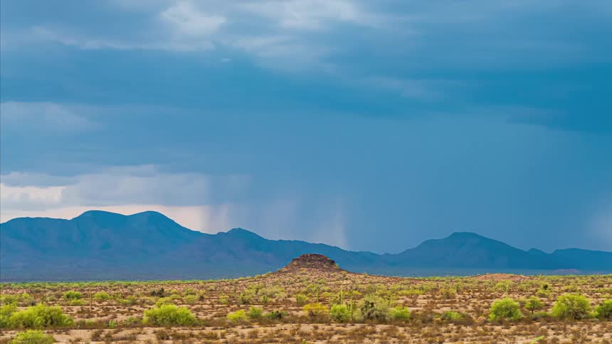 A time lapse of rain forming over the desert
