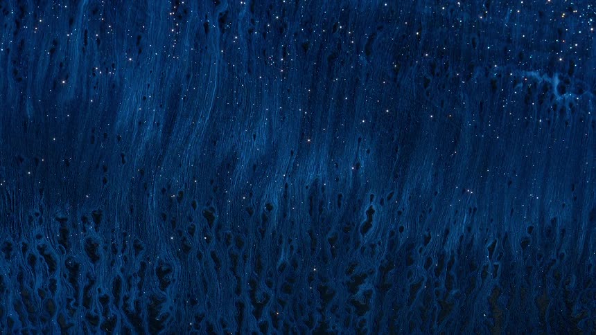 liquid curtain with details and texture in silver and blue
