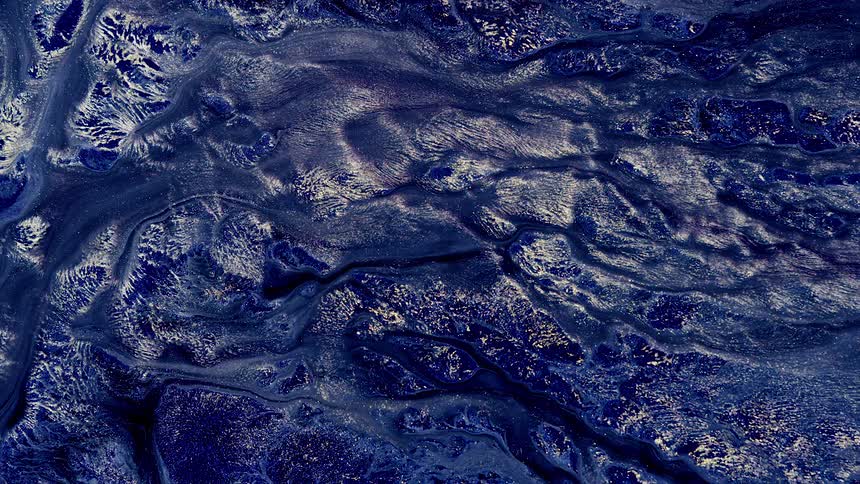galactic river of metallic and silver flows across an outer space landscape