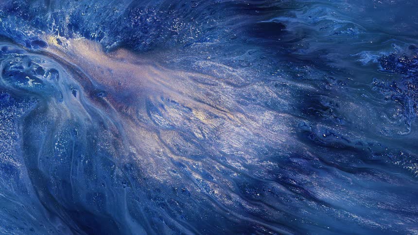 Abstract shapes of golden liquid moving on like rivers