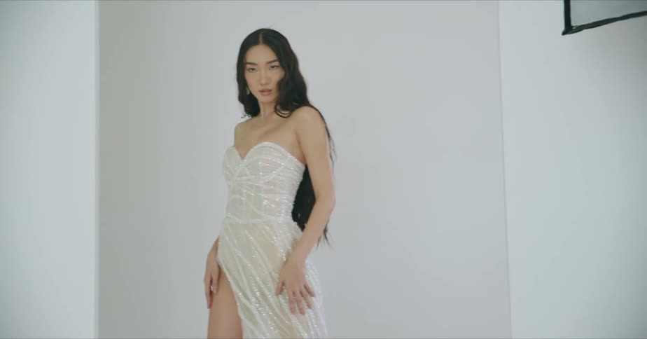 A woman posing in a room