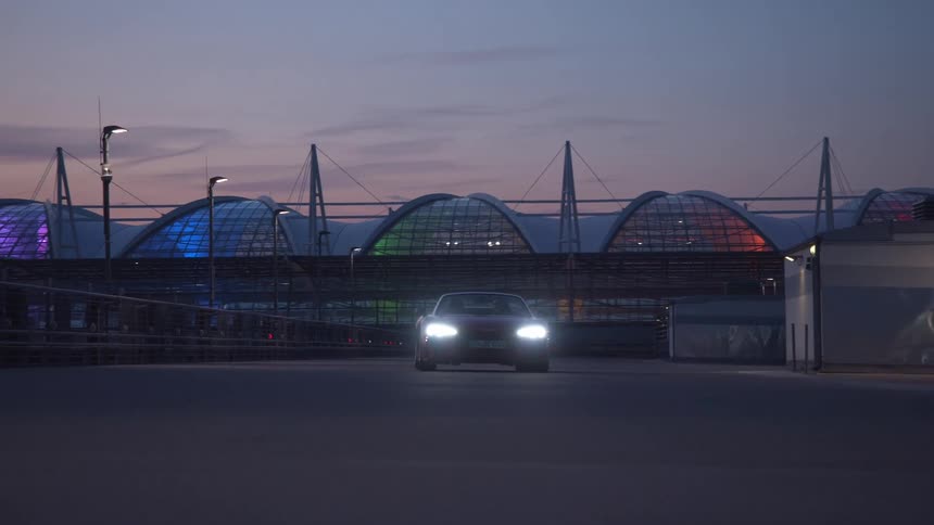 A view of a sports car on a track