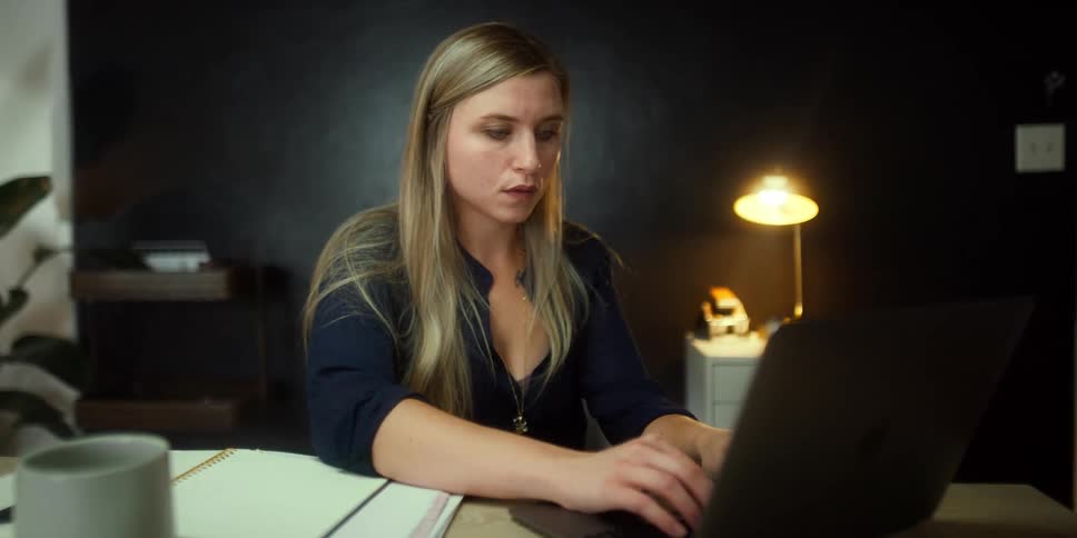 A woman using a laptop