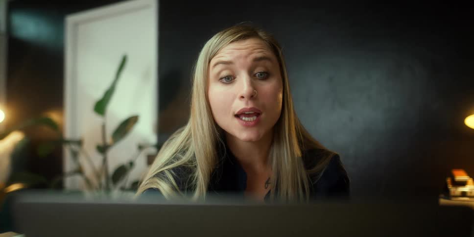 A woman using a laptop