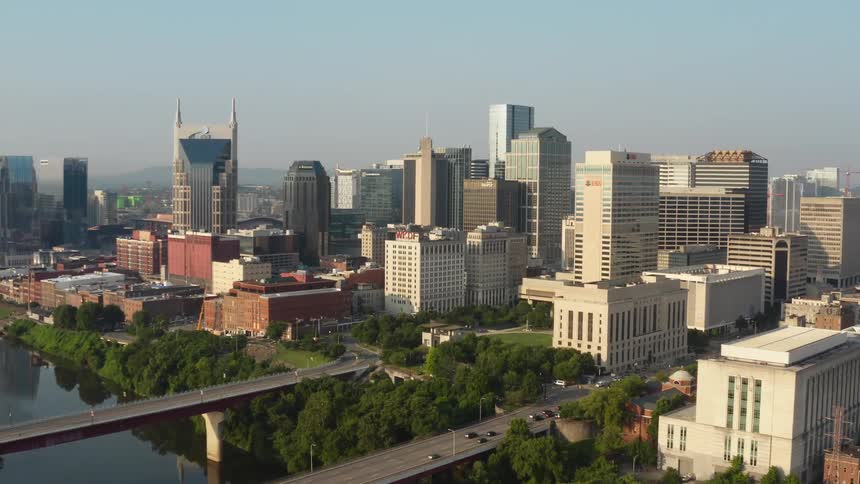 An aerial view of a city area with buildings