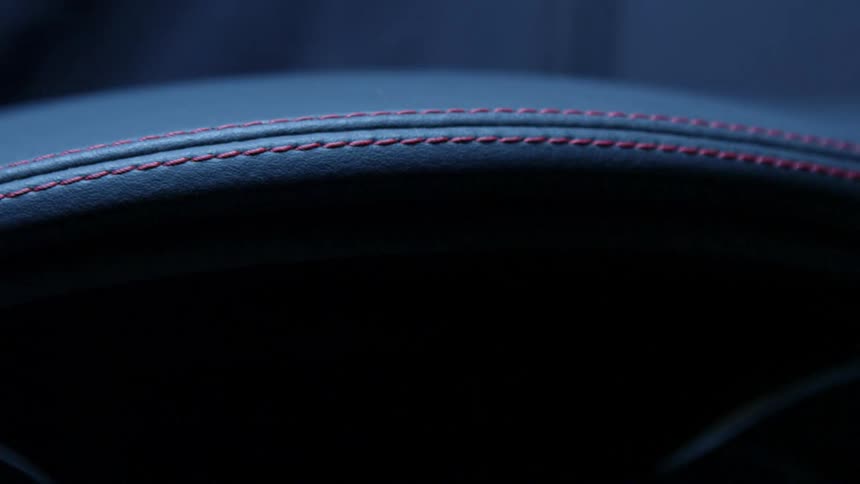 A vehicle interior with leather