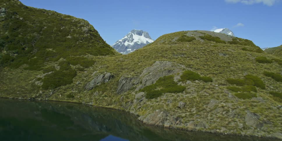 There is a pond at the top of the mountain