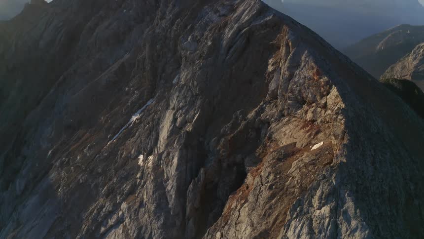An aerial view of a mountain range
