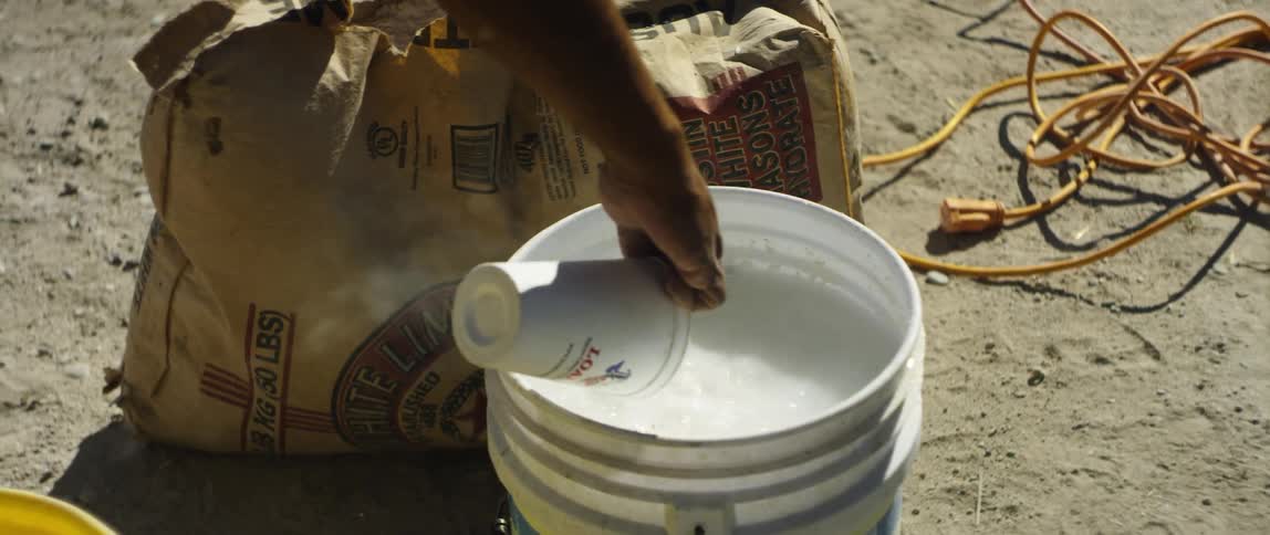 Person mixing material