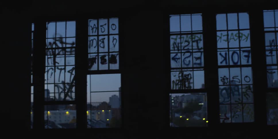 Windows painted with graffiti
