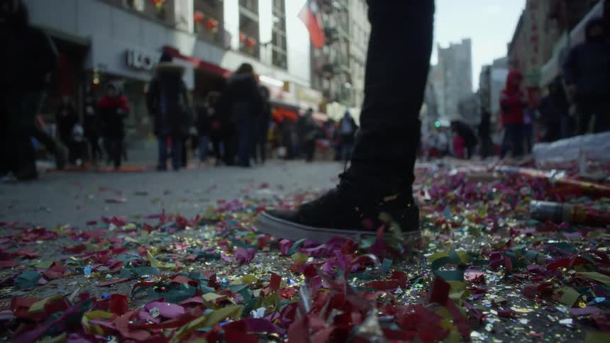 Glitter on ground after celebration
