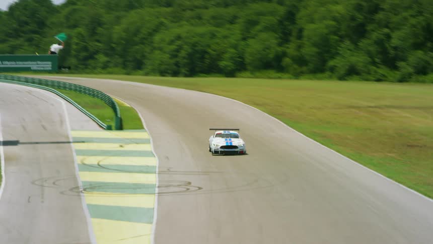 Aerial view of car racing for competition