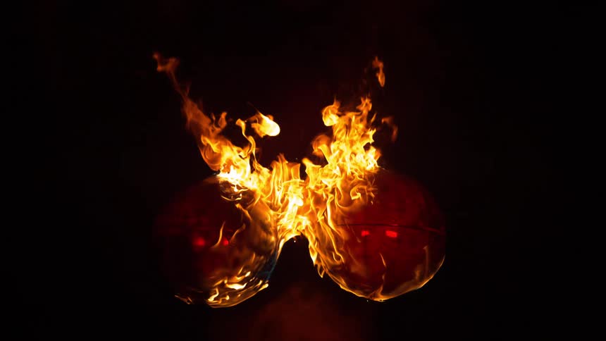 Balls on fire colliding