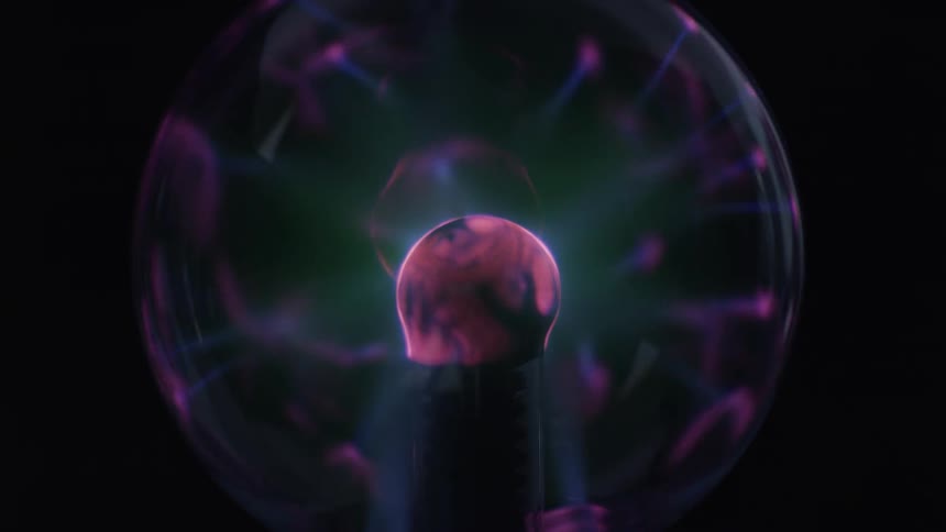Glowing purple lights inside the sphere