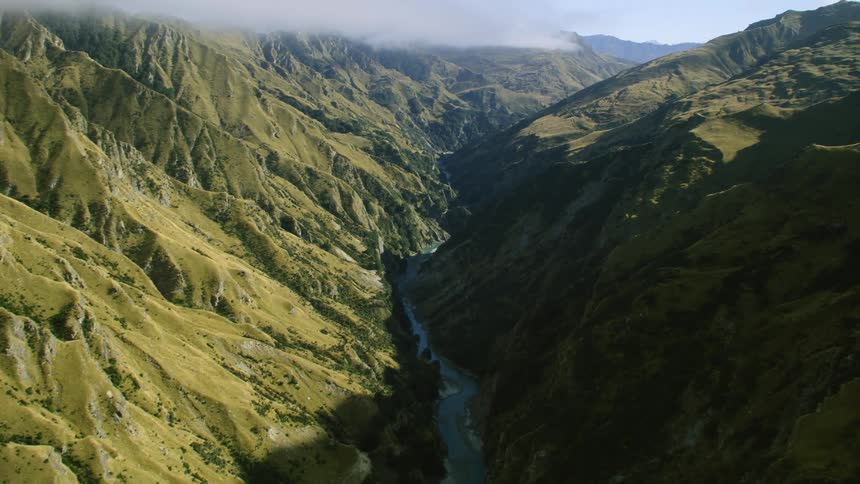 River valley between two mountains