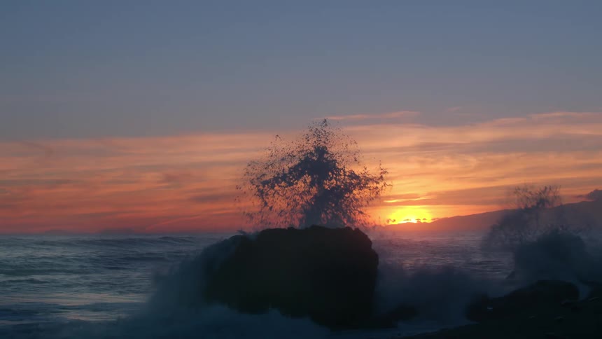 The shore is rough at sunrise