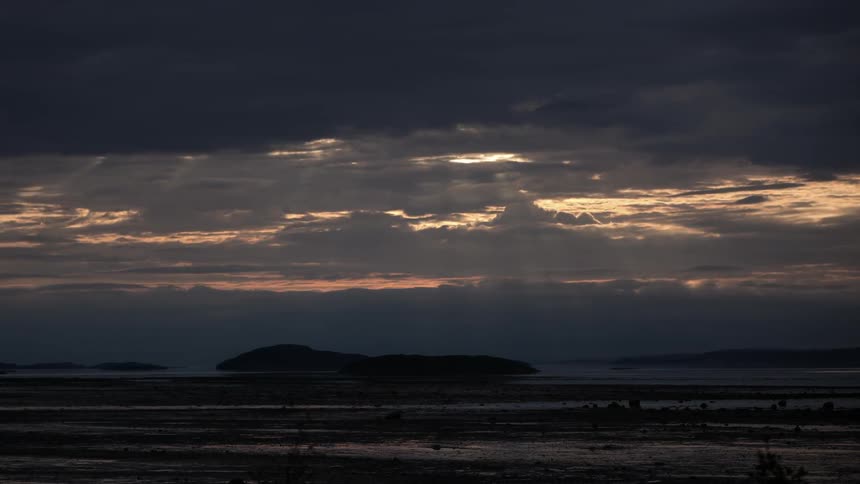 Sun rays lighting the ocean floor at low tide