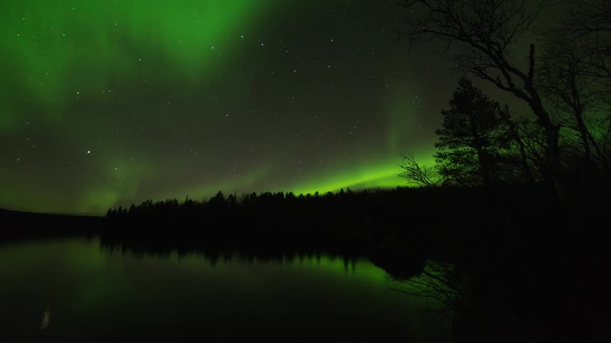 Time lapse of auroras and big dipper in a starry sky