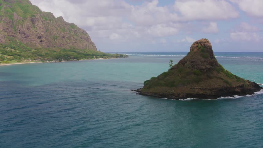 An aerial view of a small island in the ocean