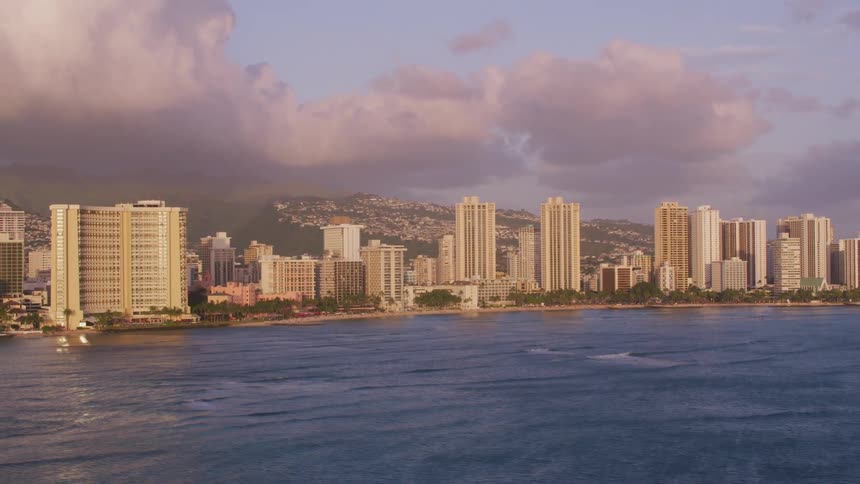 High rise condos sit along the ocean