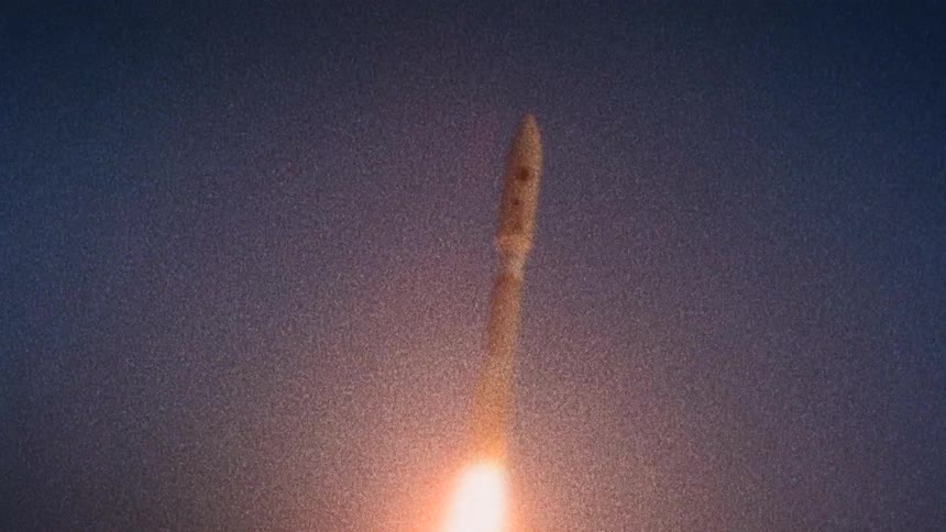 Rocket launch caught on vintage film