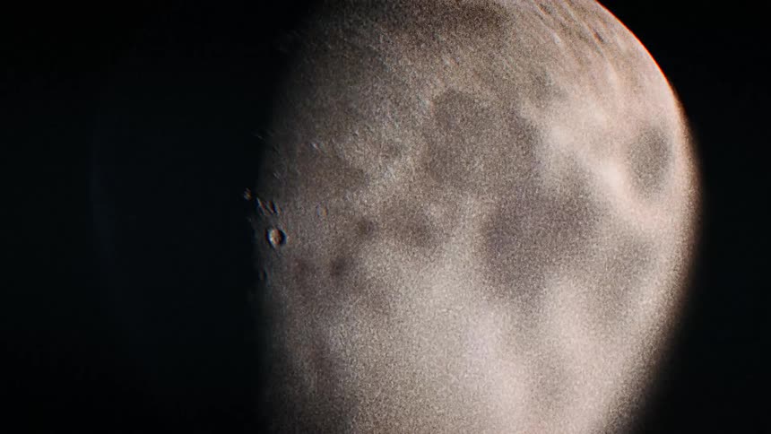 Close up footage of the moon in space at night