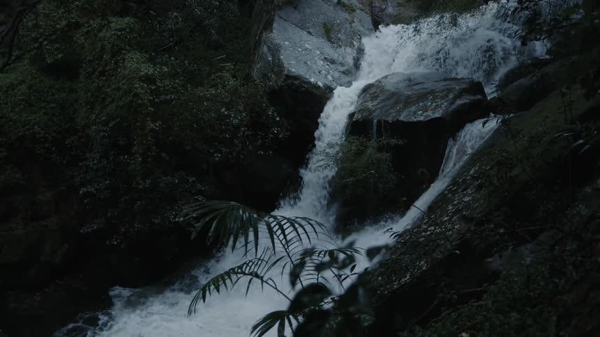 The water flows down the stream
