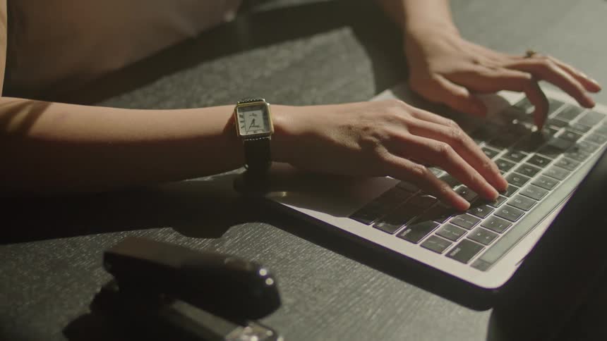 A woman using a laptop