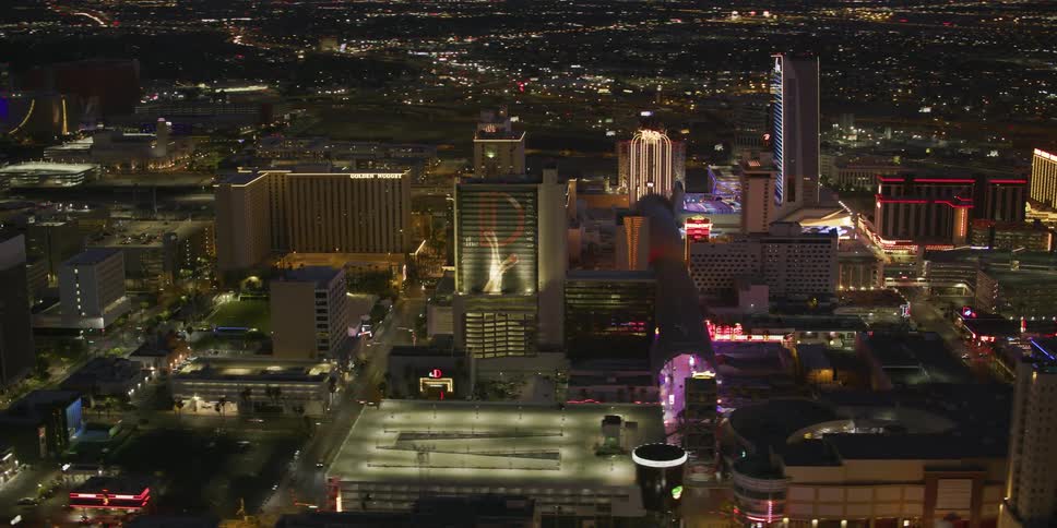 Aerial shot of a city at night