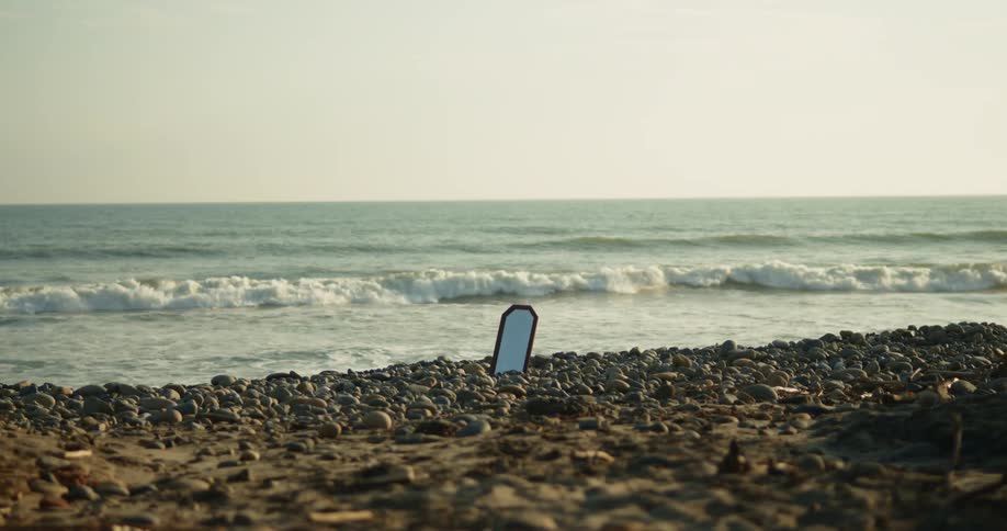 Wide shot of an ocean at a beach