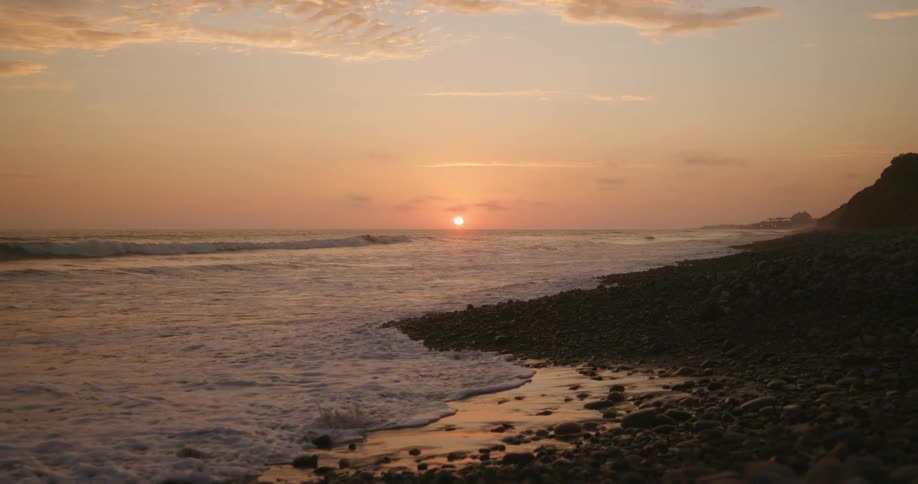 Costal rock beach at twilight