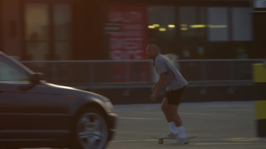 A man skateboarding outdoors