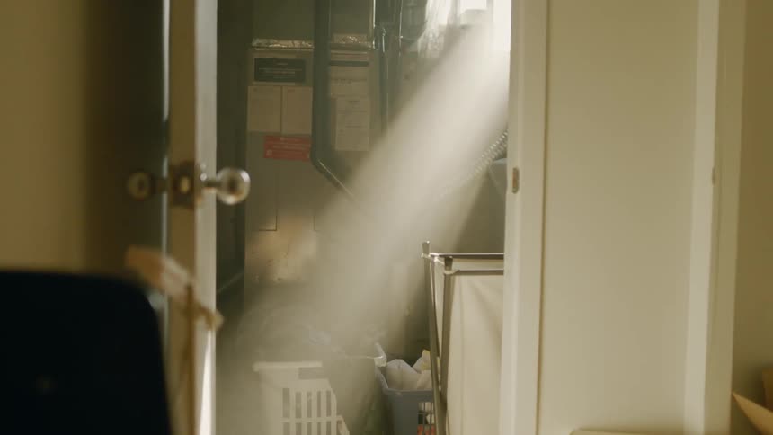 An empty dusty laundry room