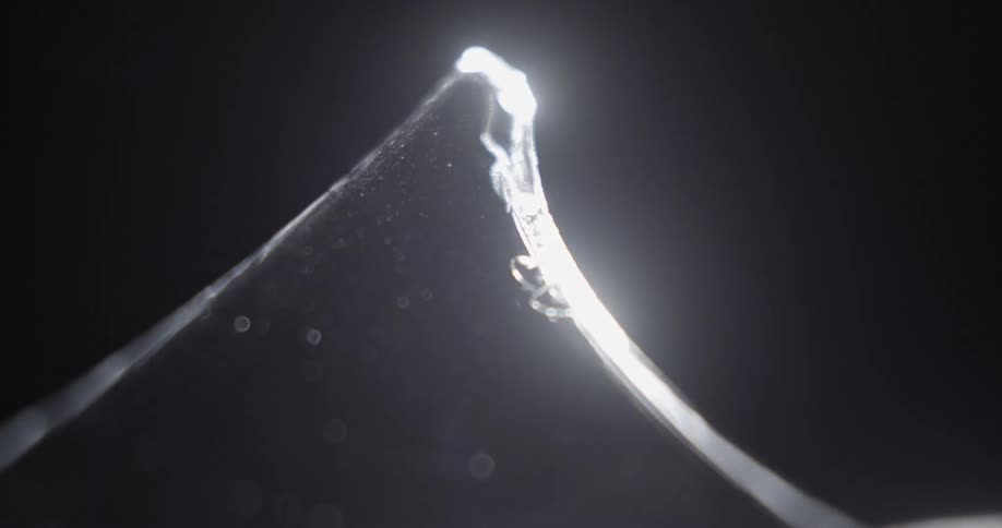 A close up of a glass shard