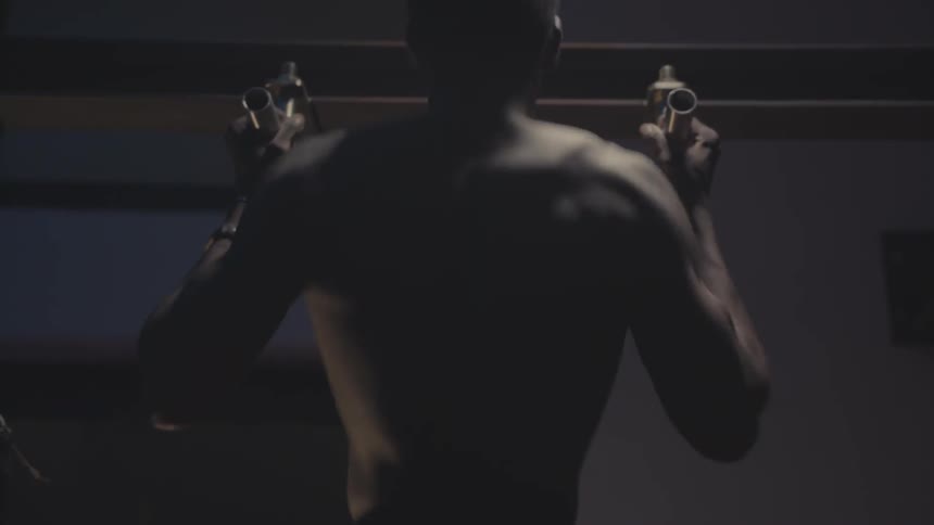 A man is doing pull ups