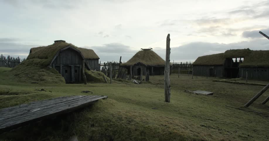 A village with a wooden post in the middle