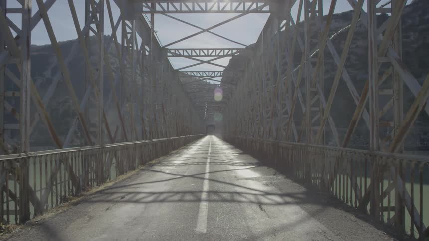 Moving over a small two lane bridge