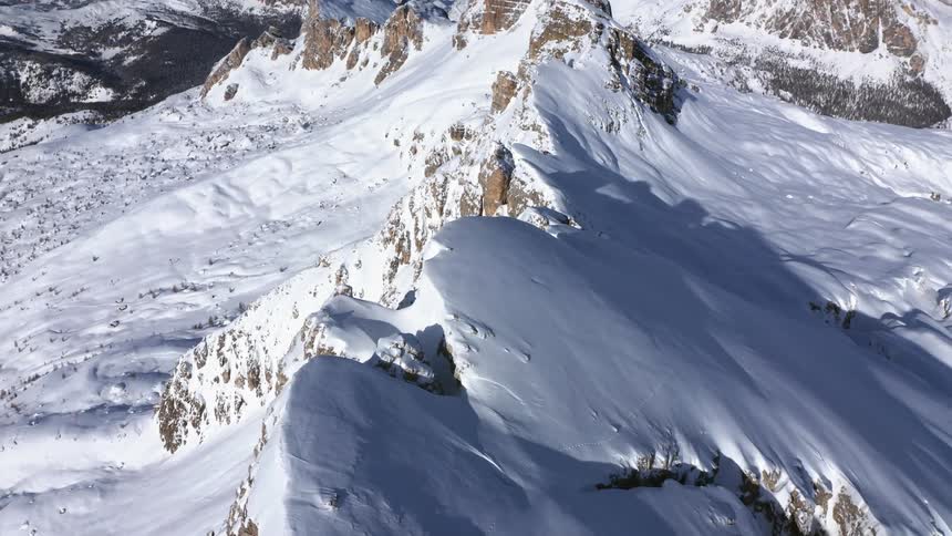 Aerial view of snowy mountain slope