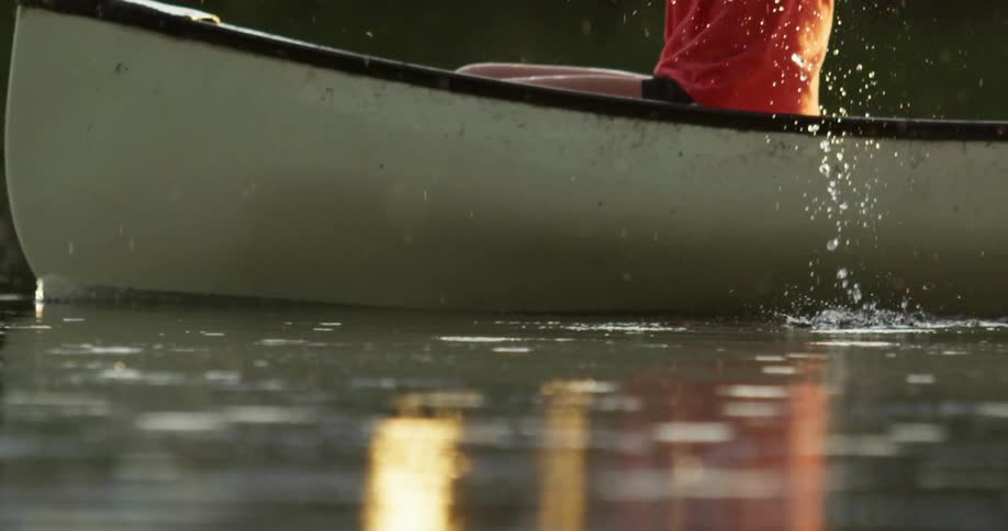 A person is rowing in the water