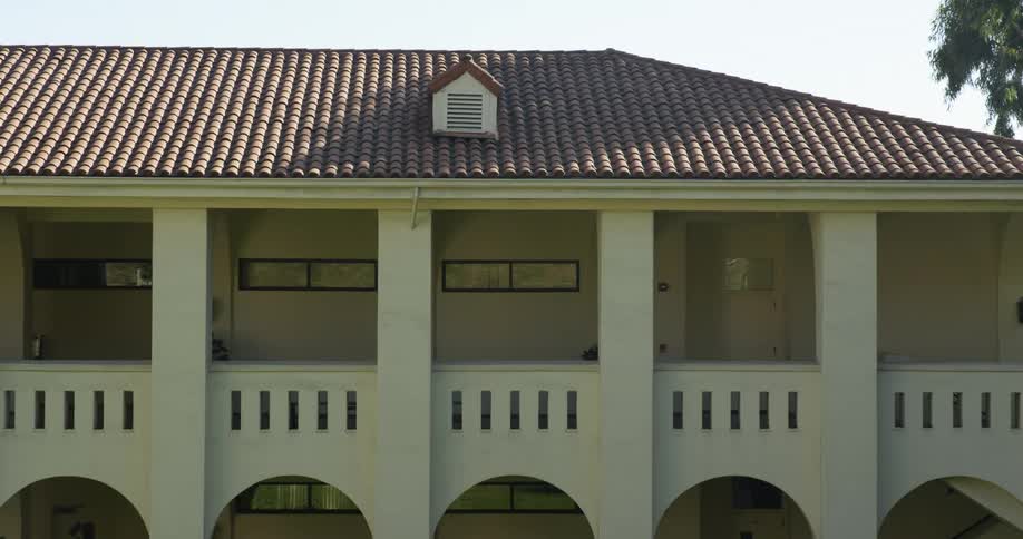 The apartment building has two levels