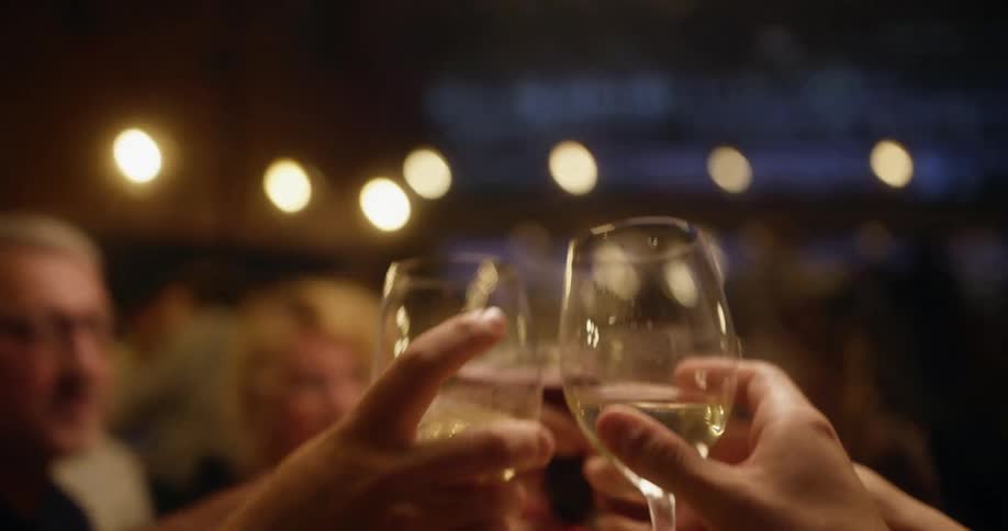 People raising their glass and giving a toast