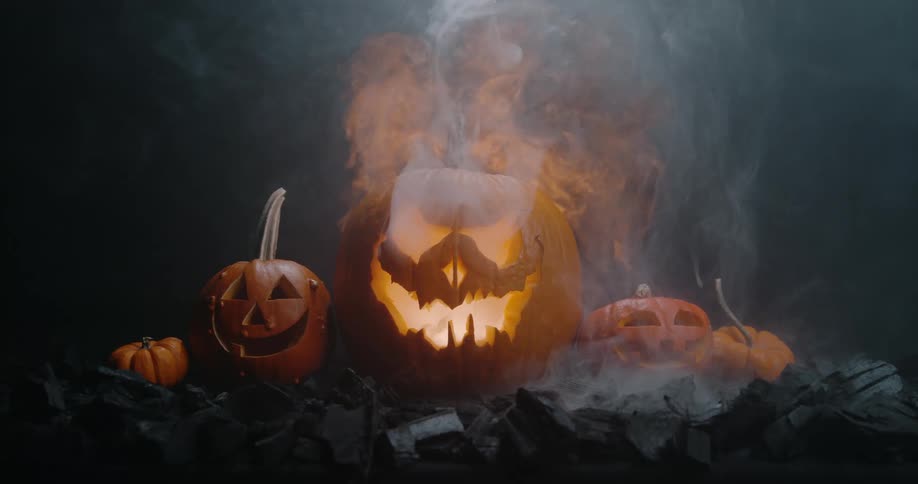 Pumpkins with smoke