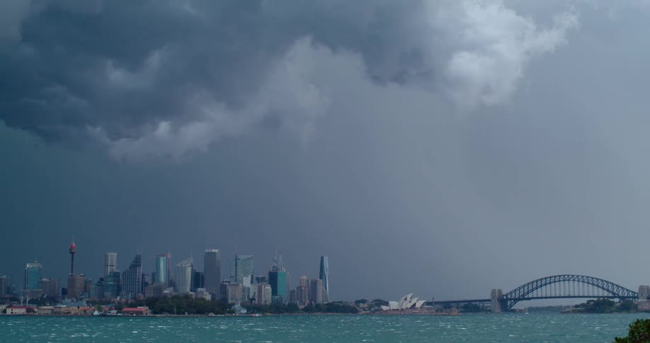 Storm clouds move over sydney australia