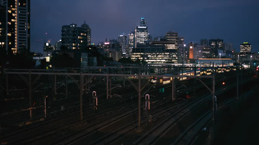 Downtown with a train
