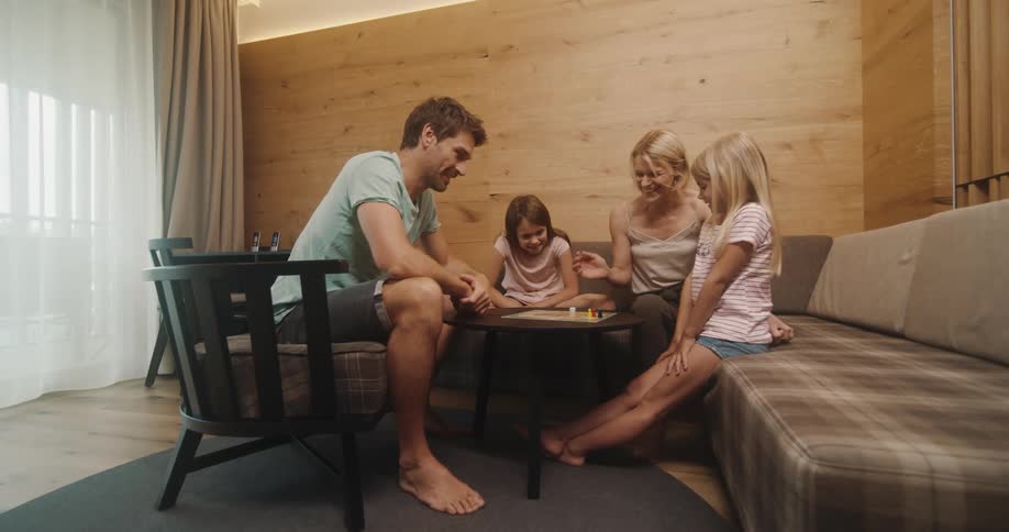 A family playing board games
