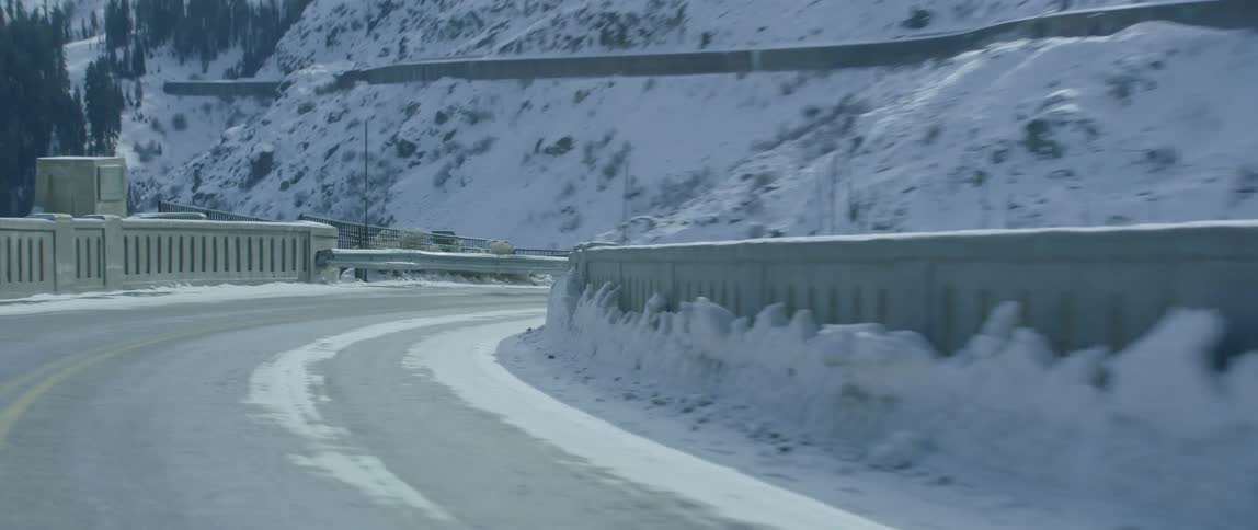 Moving fast down a snow covered road
